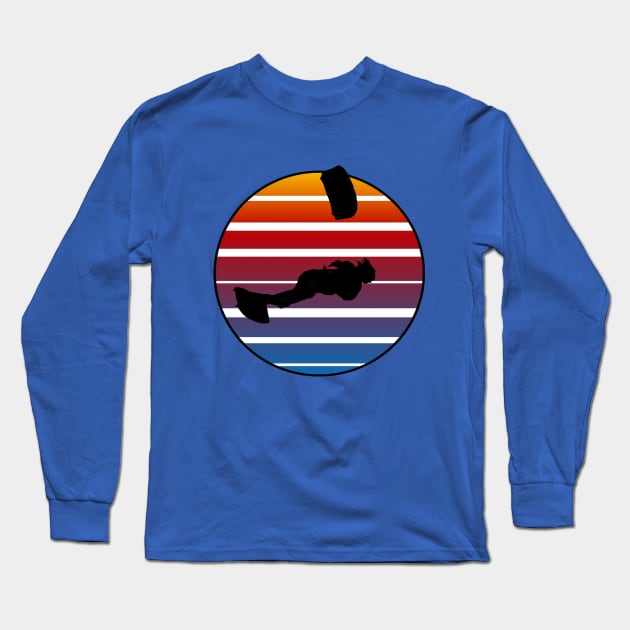 Lets Fly A Kite Black Silhouette Retro Kitesurf Sunset Long Sleeve T-Shirt by taiche